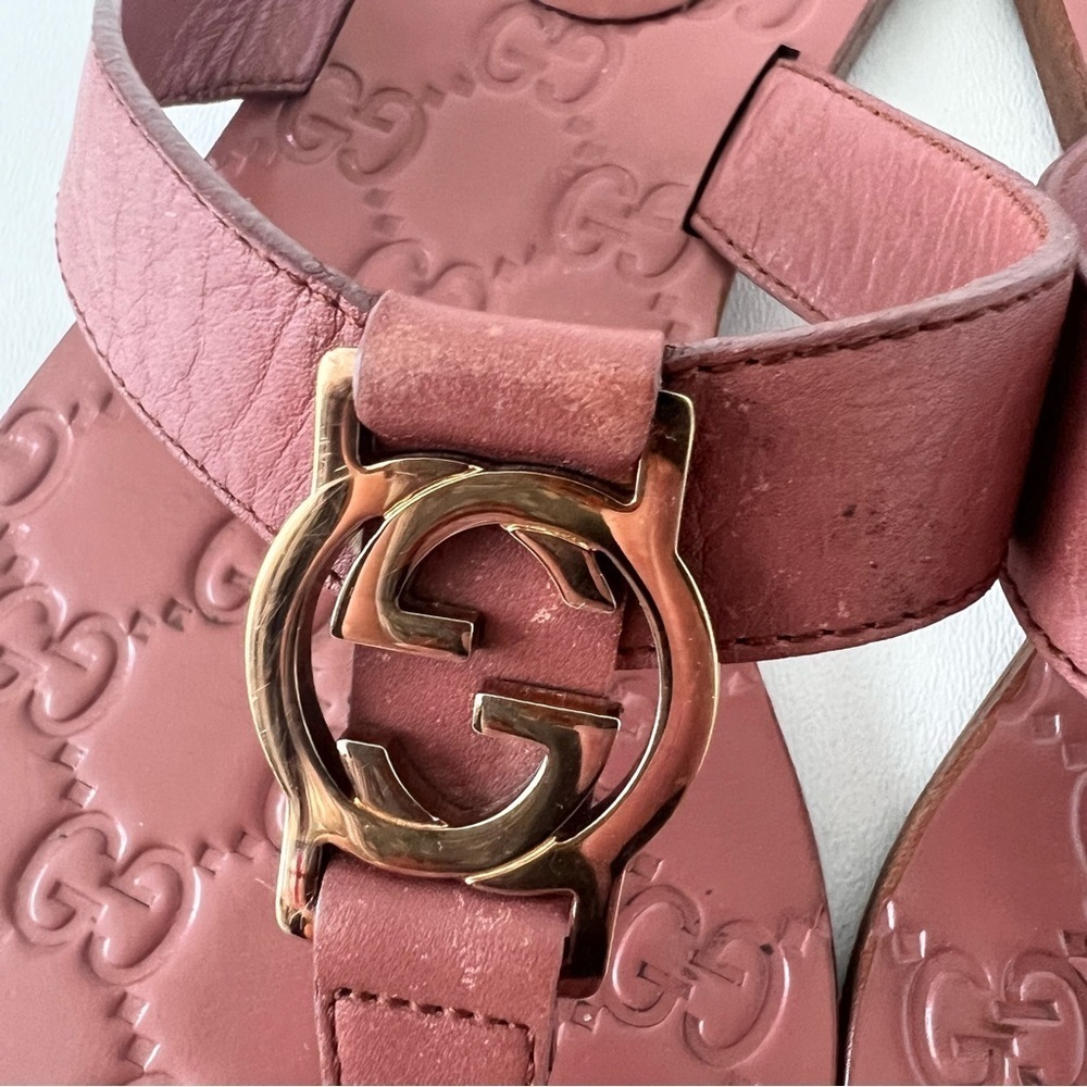 GUCCI | Pink Guccissima Leather Interlocking GG Thong Sandals‎ Flats EU 36 - Picture 5 of 16